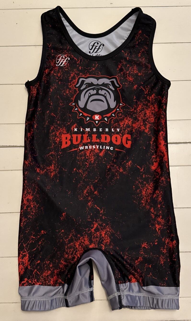 Youth Wrestling Singlet Black Red Youth Size YL LARGE 75-80 LBS